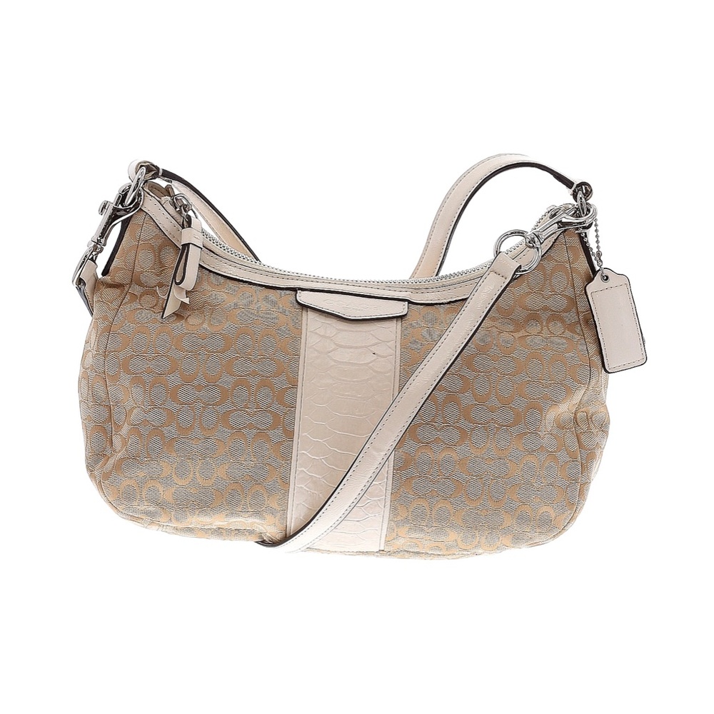 COACH Factory Logo Signature Crossbody Satchel Bag Cream Tan